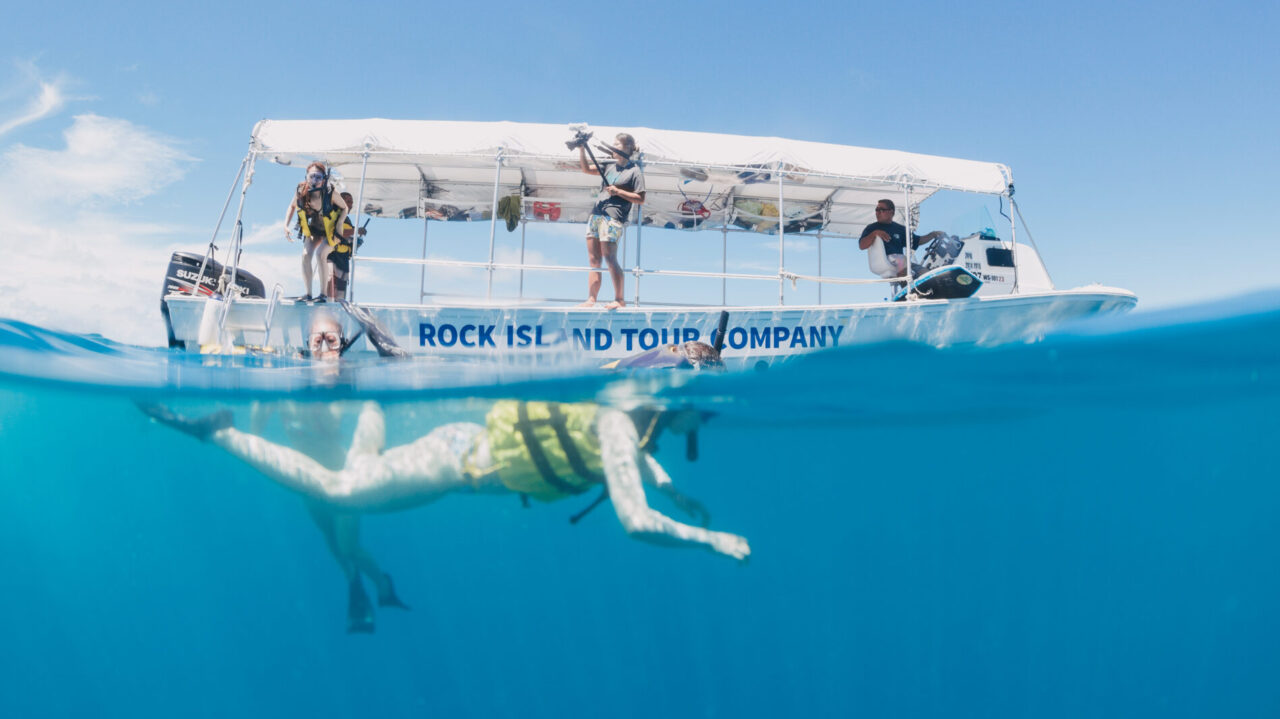 Snorkeling with colorful coral reefs and tropical fish